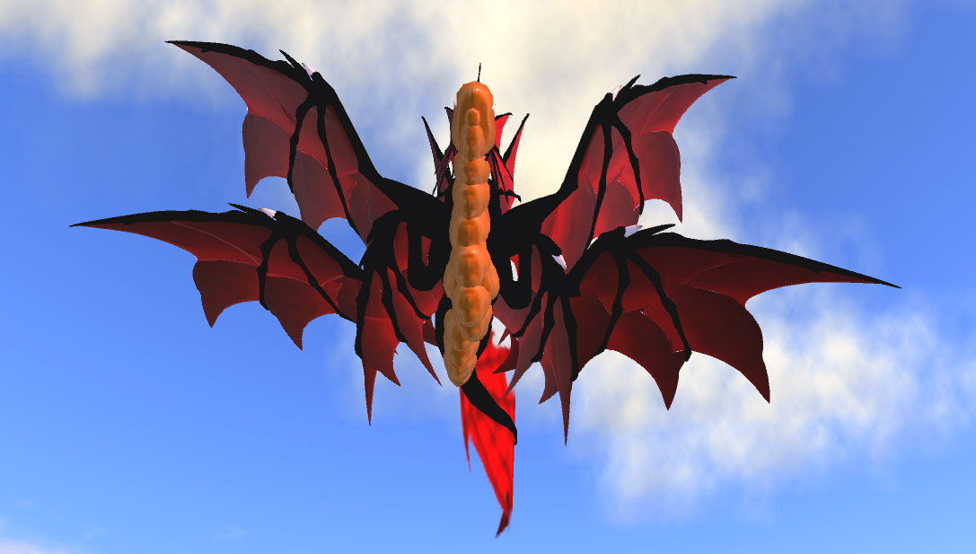 Dragon flying overhead. Red Pelagic Sea Dragon by Flea Bussy.
